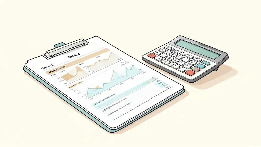Editorial photo of a professional trading workspace, close-up on a clean desk with a financial checklist and a calculator, soft natural lighting, professional atmosphere